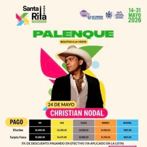 christian nodal palenque santa rita chihuahua 2026 boletos 24 mayo