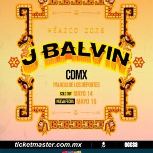 J BALVIN BACK TO THE RAYO, 15 de Mayo 2026, Palacio de los Deportes CDMX