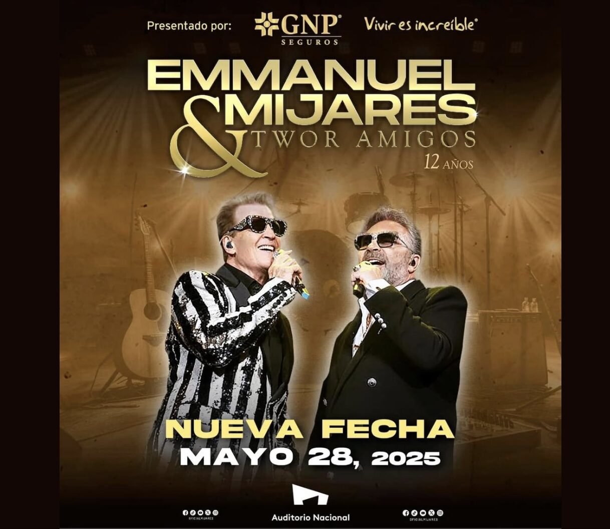 Boletos Emmanuel y Mijares 28 Mayo 2026 Auditorio Nacional CDMX | Two’r Amigos